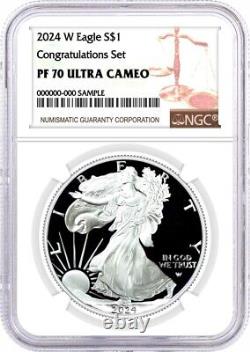 2024 W $1 Proof Silver Eagle Congratulations Set NGC PF70 Ultra Cameo