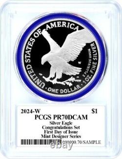 2024 W $1 Proof Silver Eagle Congratulations Set PCGS PR70 DCAM FDOI Damstra