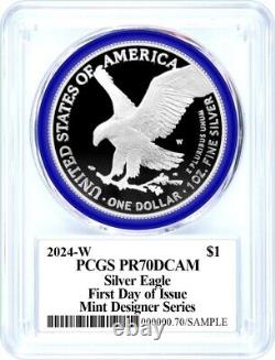 2024 W $1 Proof Silver Eagle PCGS PR70 DCAM First Day of Issue Damstra Signature