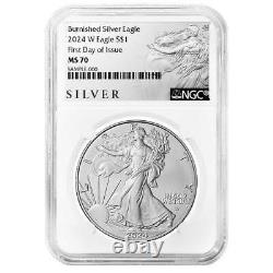 2024-W Burnished $1 American Silver Eagle NGC MS70 FDI ALS Label