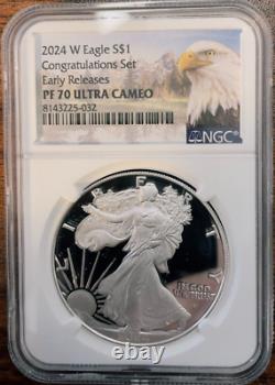 2024-W Proof $1 American Silver Eagle Congratulations Set NGC PF70UC ER