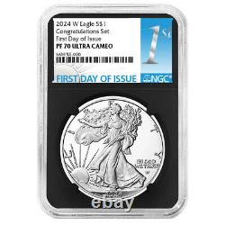 2024-W Proof $1 American Silver Eagle Congratulations Set NGC PF70UC FDI Firs