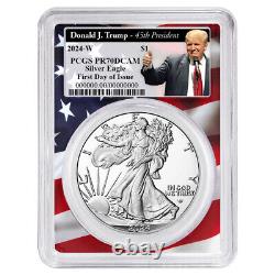 2024-W Proof $1 American Silver Eagle PCGS PR70DCAM FDOI Trump 45th President