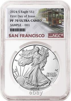 2024 s proof silver eagle ngc pf 70 uc first day of issue sf pre-sale