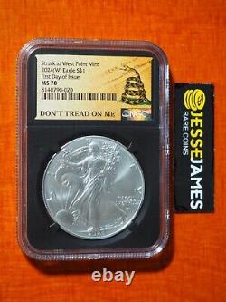 2024 (w) Silver Eagle Ngc Ms70 Fdi Struck At West Point Don't Tread On Me Label