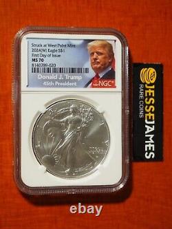2024 (w) Silver Eagle Ngc Ms70 Fdi Struck At West Point Donald Trump Label