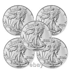 2025 1 oz American Silver Eagle Coin. 999Fine BU(Lot of 5)(New A+), FREE SHIPPING