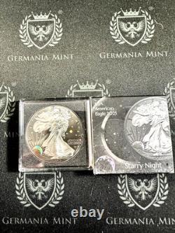 2025 American Silver Eagle 1 oz Silver Starry Night Ruthenium and Hologram Gild