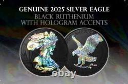 2025 American Silver Eagle Black Ruthenium with Hologram Accents 1 oz