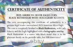 2025 American Silver Eagle Black Ruthenium with Hologram Accents 1 oz