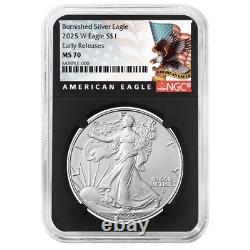 2025-W Burnished $1 American Silver Eagle NGC MS70 ER Black Label Retro Core