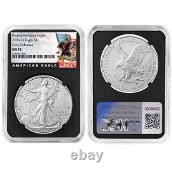 2025-W Burnished $1 American Silver Eagle NGC MS70 ER Black Label Retro Core