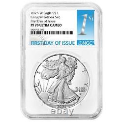 2025-W Proof $1 American Silver Eagle Congratulations Set NGC PF70UC FDI Firs