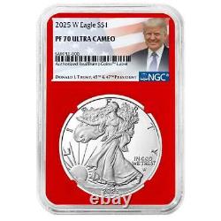 2025-W Proof $1 American Silver Eagle NGC PF70UC Trump Label Red Core