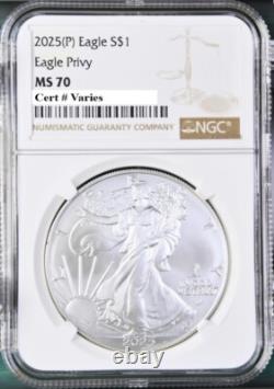 2025 p silver eagle with eagle privy ngc ms70 brown label presale