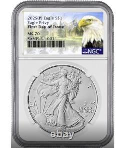2025 p silver eagle with eagle privy ngc ms70 first day of issue mtn presale