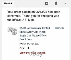 250th Anniversary US Army American Eagle One Ounce Silver Proof Coin Presale