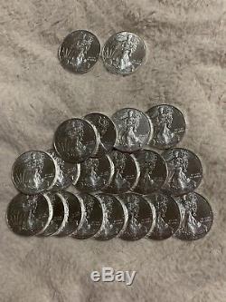 2 Rolls of 20 1oz Silver American Eagle $1 Coin 40 Coins 2018 2017 2016