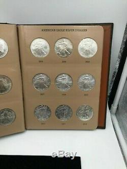 34 Coin Complete Silver Eagles Set With New Dansco Book 1986-2019 American BU UNC