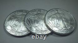 3-2010 1oz American Silver Eagles Bu +