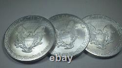 3-2010 1oz American Silver Eagles Bu +