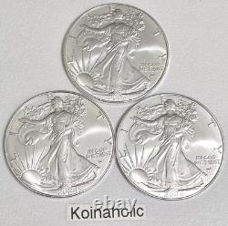 (3) 2024 1 oz $1 American SILVER Eagle Coins (BU). 999 Fine, Fast Ship