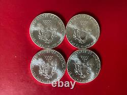 4 Collectable BU American Silver Eagles