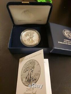 American Eagle 2019-S One Ounce Silver Enhanced Reverse Proof Coin IN HAND