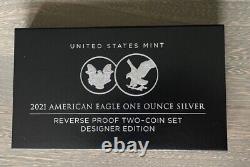 American Eagle 2021 One Ounce Silver Reverse Proof Two-Coin Set 21XJ Free Ship