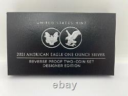 American Eagle 2021 One Ounce Silver Reverse Proof Two-Coin Set US Mint SEALED