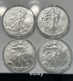American Silver Eagle Dollar 1 oz Silver Mix Dates BU-Uncirculated Lot of 4