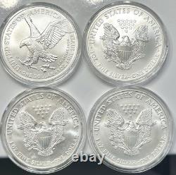 American Silver Eagle Dollar 1 oz Silver Mix Dates BU-Uncirculated Lot of 4
