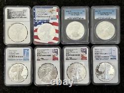 American Silver Eagle Lot of 8 NGC & PCGS Slabs