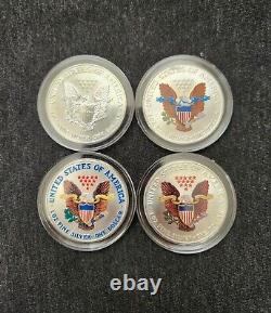 American Silver Eagles Colorized 1999-2000-2001-2002 with Boxes & COA's