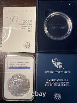 American Silver Eagles WEST POINT 2020 and 2021 type 1 and type 2 together