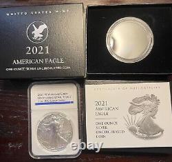 American Silver Eagles WEST POINT 2020 and 2021 type 1 and type 2 together