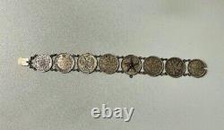 Antique Caucasus Bracelet Sterling Silver 84 Eagle Coat Arms Coin Women Jewelery
