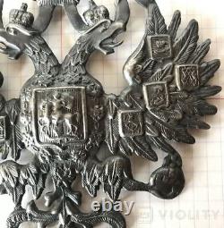 Antique Imperial Russian Silver Plated Badge Brooch Double Headed Eagle Rare Old