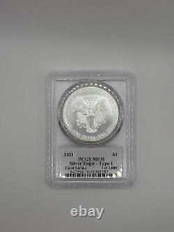 (BB) 2021 $1 American Silver Eagle 1oz PCGS MS70 FS 1 of 1000 Thomas Cleveland
