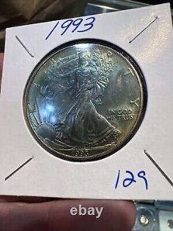 BU TONED BEAUTY 1993 Silver American Eagle