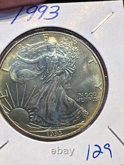 BU TONED BEAUTY 1993 Silver American Eagle