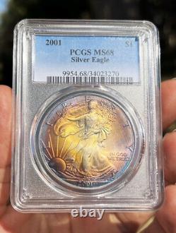 Beautifully Toned 2001 $1 American Silver Eagle Graded By PCGS