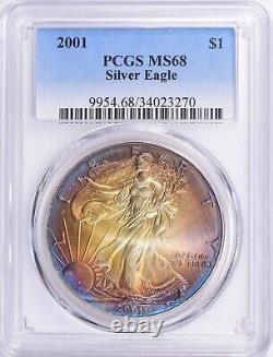 Beautifully Toned 2001 $1 American Silver Eagle Graded By PCGS
