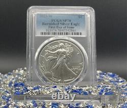 Burnished 2023 W $1 Silver Eagle FDOI PCGS SP70 Blue Label Pristine! 1 of 1869