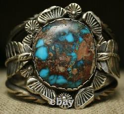 Carlos White Eagle Native American Bisbee Turquoise Sterling Silver Bracelet