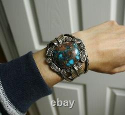 Carlos White Eagle Native American Bisbee Turquoise Sterling Silver Bracelet