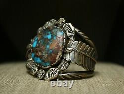 Carlos White Eagle Native American Bisbee Turquoise Sterling Silver Bracelet