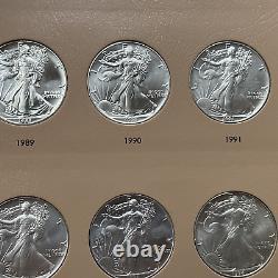 Complete 36 Coin Gem BU Silver American Eagle Set 1986-2021 Dansco Album