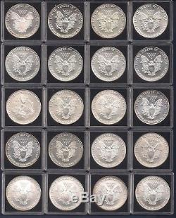 Complete Set Of 33 Unc Silver American Eagle Coins (1986-2018) In Holders + 2019