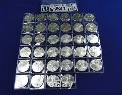 Complete Set Of 34 American Silver Eagles 1986 2019